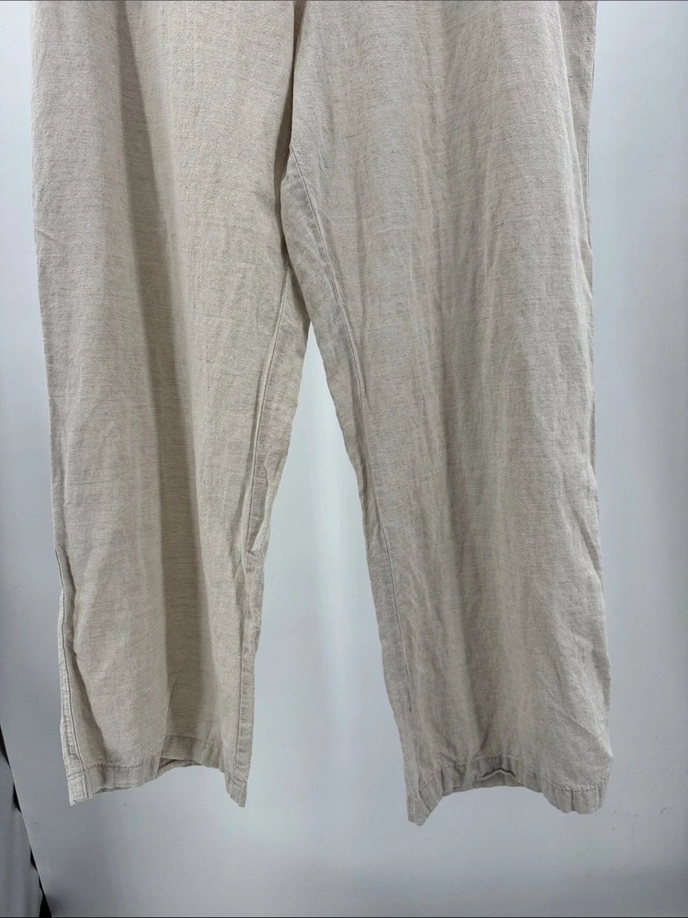 Liz Claiborne Light Khaki Cream Drawstring Linen-Blend Pants XXL casual neutral